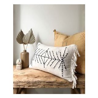 Moroccan Fringed Handmade Pillows in Creme