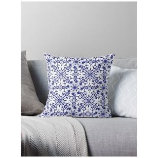 Blue Moroccan Zellij Print Handmade Pillows - Cozy Elegance for Your Home.
