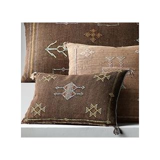Dark Brown Moroccan Cactus Silk Handwoven Pillow