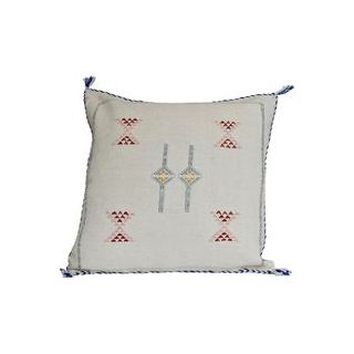 Handmade Moroccan White Cactus Silk Sabra Pillow