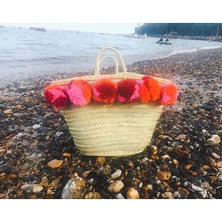 Moroccan Handmade Pom Pom Baskets - Vibrant Ethical Craftsmanship