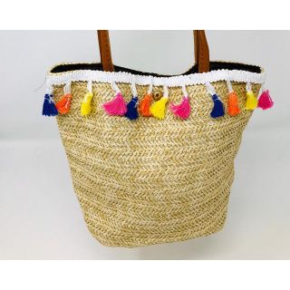 Colorful Moroccan Handwoven Pom Pom Baskets