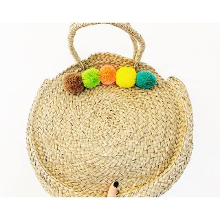 Handmade Round Moroccan Pom Pom Basket - Vibrant & Versatile Basket