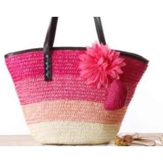 Handmade Pink Gradient Pom Pom Basket | Eco-Friendly Moroccan Artisans - $0
