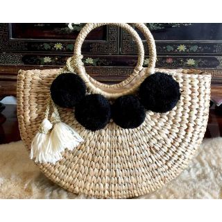 Handcrafted Moroccan Pom Pom Basket - Sustainable & Chic