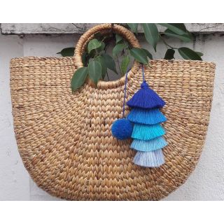 Handmade Blue Gradient Pom Pom Baskets | Eco-Friendly & Versatile
