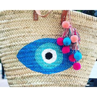 Moroccan Pom Pom Eye Print Baskets for Chic Style
