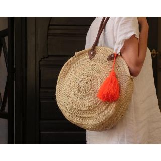 Moroccan Handwoven Pom Pom Basket - Eco-Friendly Storage