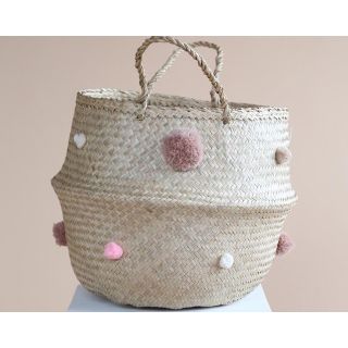 Handwoven Moroccan Pom Pom Baskets | Eco-Friendly & Stylish