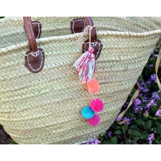 Ethically Handcrafted Pom Pom Baskets for Beach & Storage