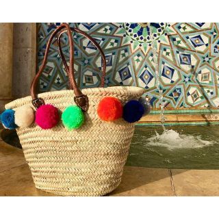 Moroccan Pom Pom Baskets - Handwoven Eco-Friendly Storage