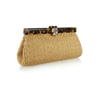 Handwoven Straw Clutch - Moroccan Leopard-Patterned Eco-Friendly Bag
