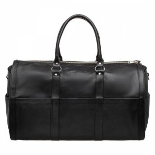 Handmade Black Moroccan Leather Travel Bag - Exquisite Style and Functionality