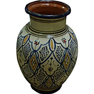 Moroccan Hand-Painted Fes Ceramic Vase in Vibrant Colors