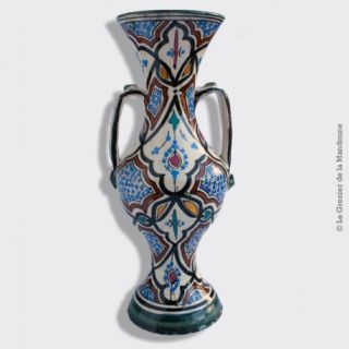 Handcrafted Moroccan Ceramic Vase with Intricate Moorish Pattern