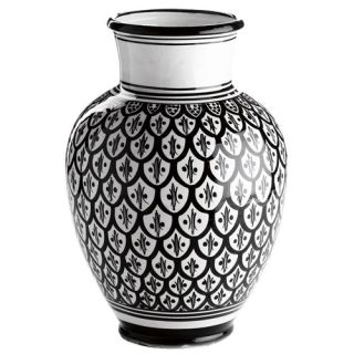 Timeless Elegance: Moroccan Handcrafted Black & White Ceramic Vase