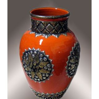 Moroccan Orange Brass Vase - Handcrafted Floral Display Piece