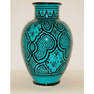 Moroccan Hand-Painted Vintage Majolica Pottery Vase
