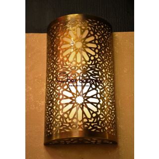 Moroccan Silver Metal Pendant Wall Lamp - Handcrafted Beauty