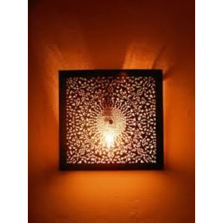 Moroccan Silver Wall Lamp - Handcrafted Silver Metal Pendant