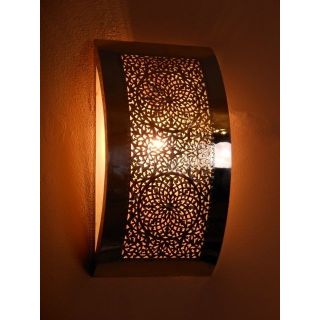 Moroccan Handcrafted Silver Metal Wall Lamp