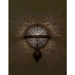 Moroccan Silver Metal Handcrafted Pendant Wall Lamp