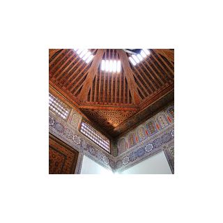 Moroccan Hand-Carved Wood Ceiling - Geometric & Biomorphic Motifs