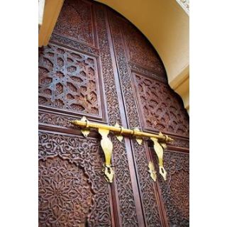 Hand-Carved Moroccan Arched Wood Door - Customizable & Durable