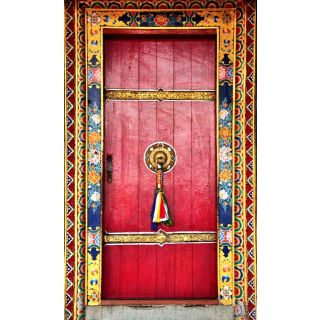 Red Moroccan Wood Door - Handcrafted Luxury and Durability