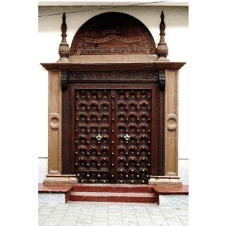 Hand-Carved Moroccan Wood Double Doors | Solid Wood, Custom Dimensions