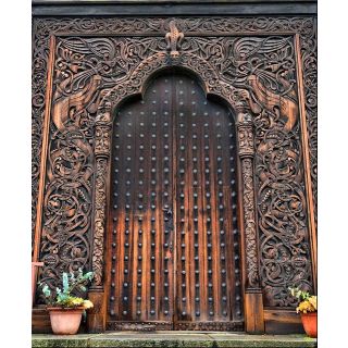 Moroccan Antique Double Wood Door 120 - Solid Customizable Design