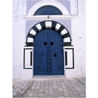 Moroccan Blue Arched Wood Door 126 - High-Quality Handcrafted Double Door