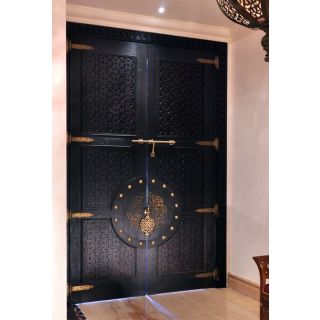 Elegant Hand-Carved Moroccan Wood Door 131 - High-Quality, Durable craftsmanship
