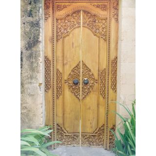 Handcrafted Moroccan Wood Double Doors | Premium Solid Construction