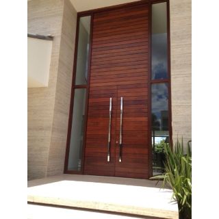 Elegant Modern Mahogany Front Door with Sidelites