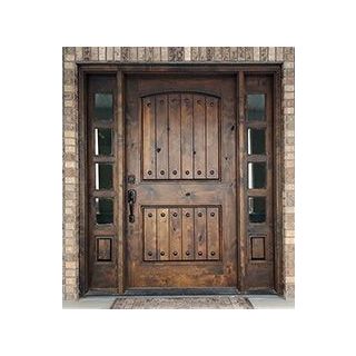 Dark Rustic Wood Front Door with Sidelites | Morocco Crafted