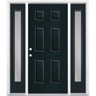 Navy Blue Wood Front Door 025 with Sidelites | Handmade in Morocco