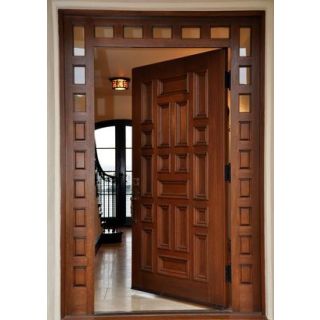 Exquisite Patterned Wood Front Door with Sidelites