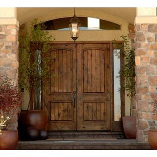 Rustic Double Wood Front Door - Handcrafted Moroccan Entryway Statement