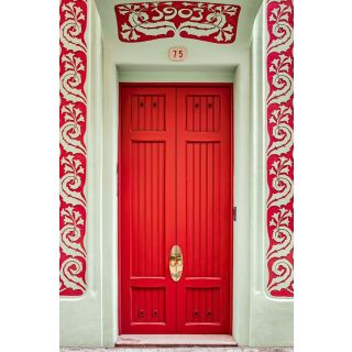 High-Quality Red Double Wood Door | Moroccan Craftsmanship