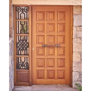 Artisan-Crafted Wood Door with Sidelight | Handmade in Morocco
