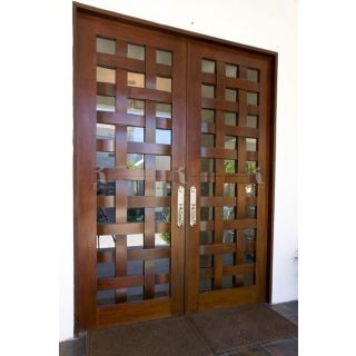 Braid Wood Front Double Door - Handcrafted Moroccan Wood Entry Door