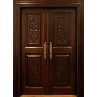 Moroccan Hand-Carved Wood Double Doors-Elegant Handcrafted Design