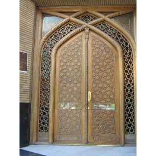 Hand-Carved Moroccan Wood Double Doors for Interior & Exterior