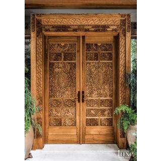 Majestic Moroccan Hand-Carved Double Wood Doors
