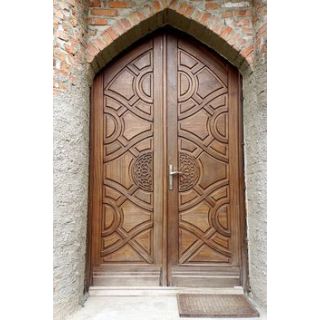 Moroccan Hand-Carved Double Wood Doors for Home Entryways