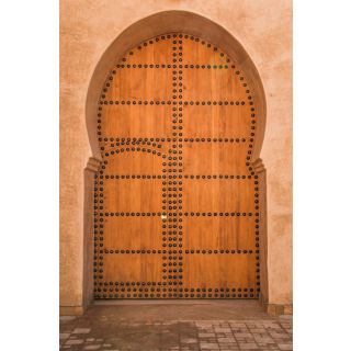 Moroccan Arched Premium Wood Double Doors - Handcrafted Luxury