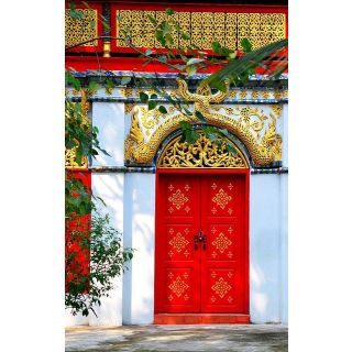 Red Moroccan Wood Double Doors | Premium Crafted & Handmade