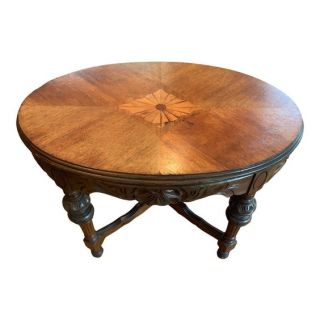 Handmade Moroccan Wood Table - Intricate Detailing, Glossy Brown Finish