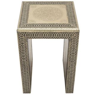 Arabian Mother of Pearl Inlaid Wood Table - Handcrafted Moroccan Style